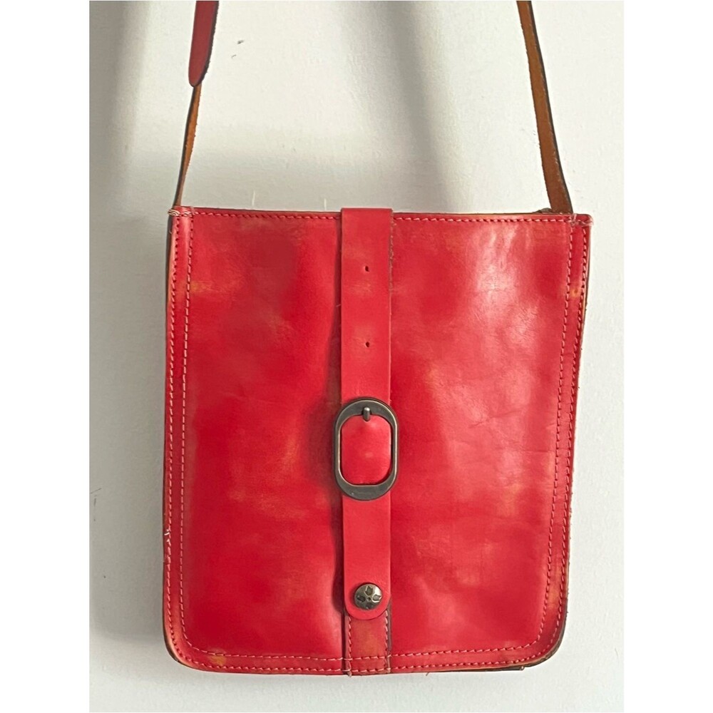 Patricia Nash Red Venezia Genuine Italian Leather Crossbody Purse Handbag